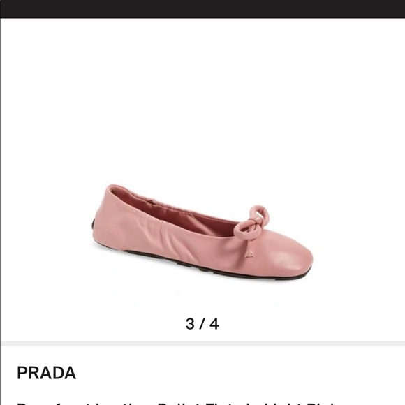 Prada pink leather ballet flat with bow. Brand new. - Picture 3 of 7